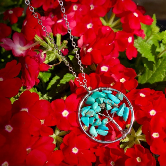 Turquoise Necklace Tree Of Life Pendant/Chain - Picture 5 of 8
